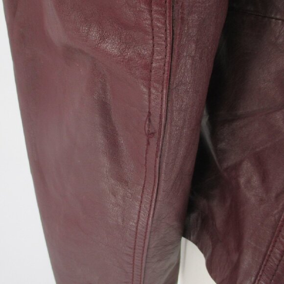 Vintage 70's Red Fur Collar Leather Jacket M - Picture 12 of 16